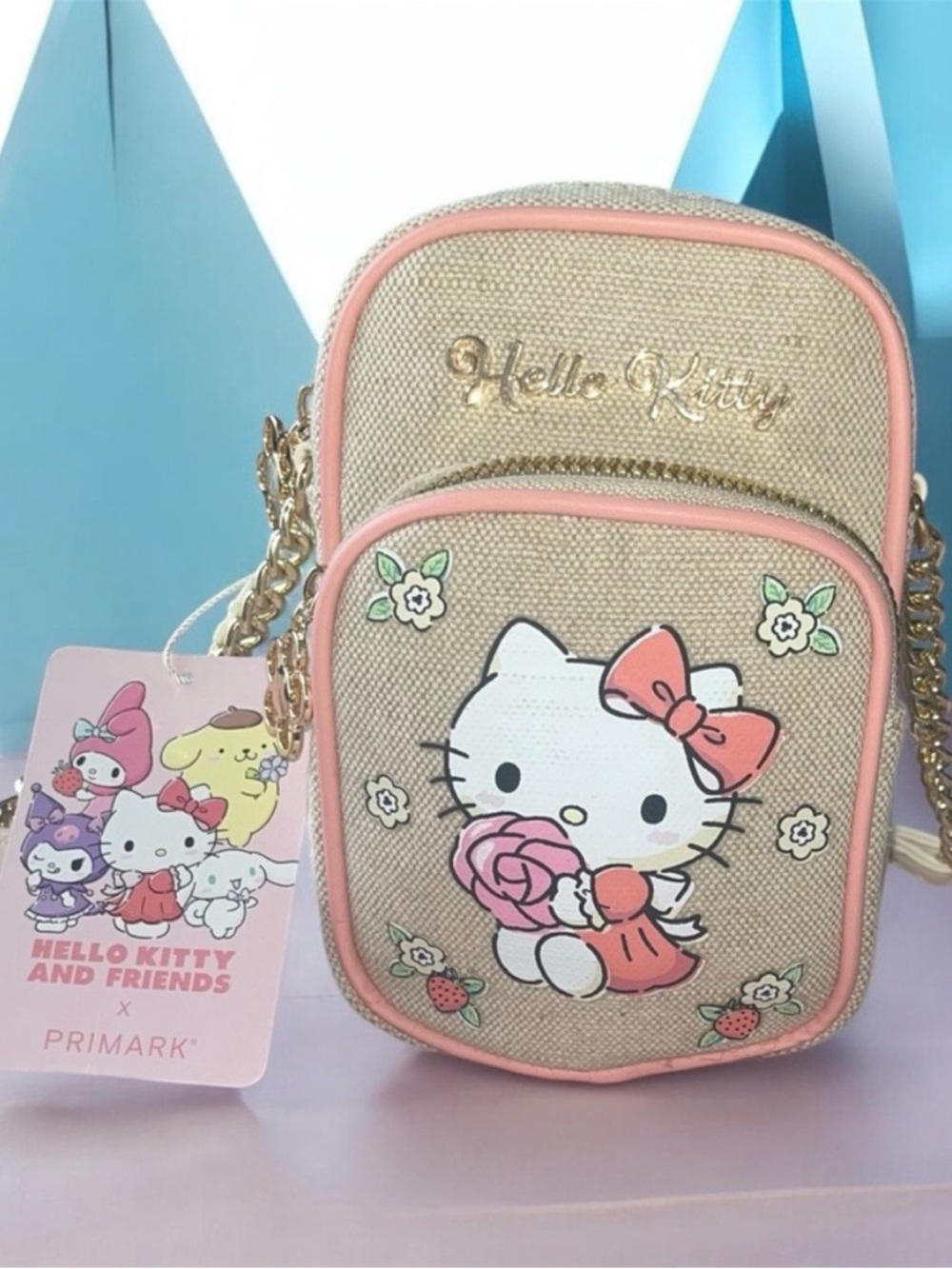 Hello Kitty Beige Crossbody with Pink Trim